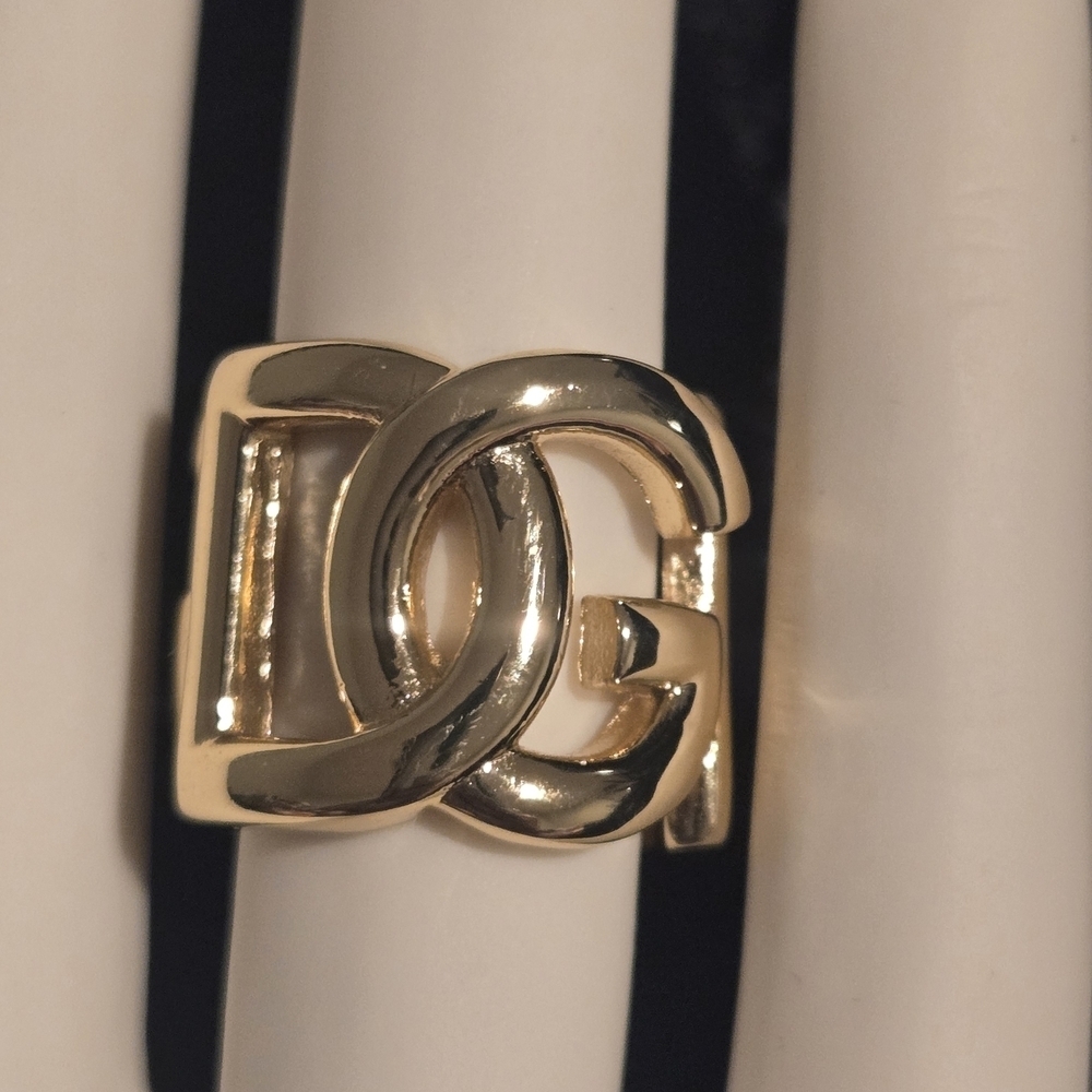 Dolce & Gabana 18kgp D&G Gold Designer Logo Ring